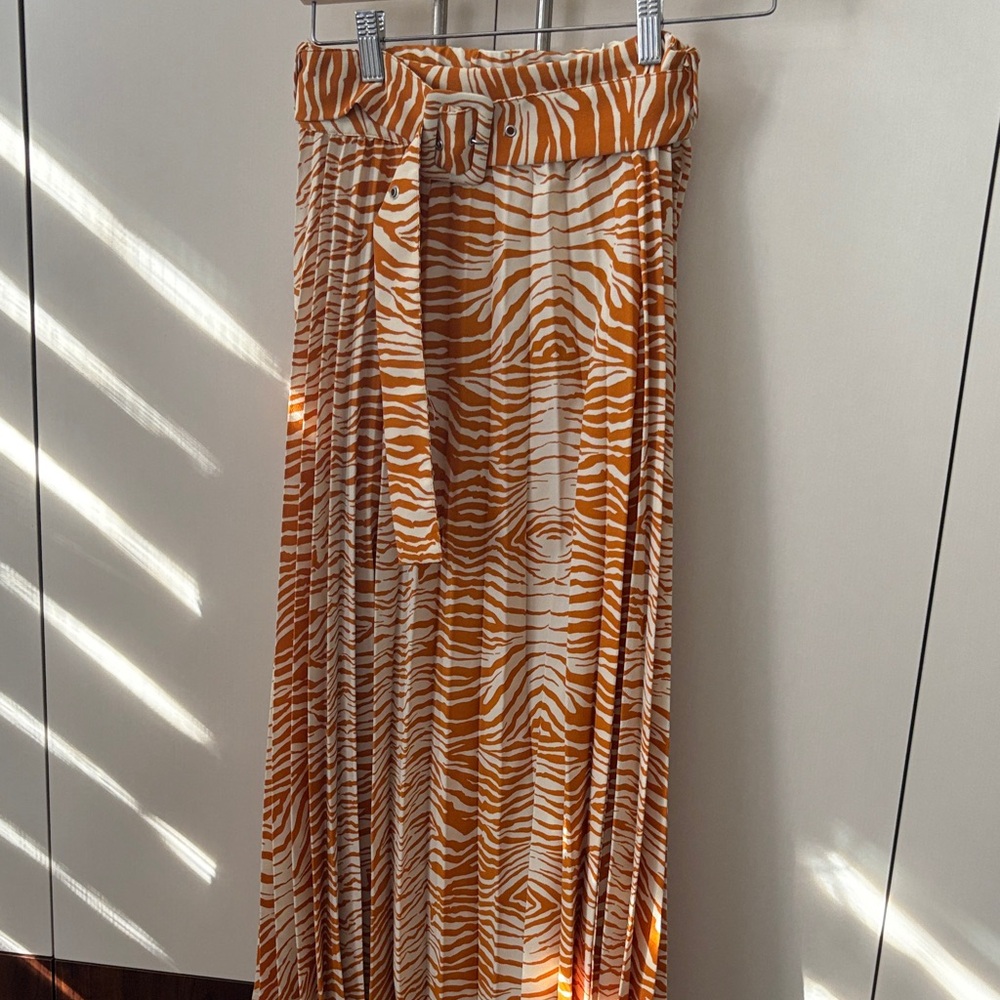 Topshop Orange and White Zebra Maxi Skirt